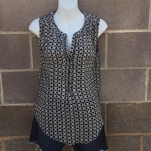 Patterned Silk Sleeveless Top